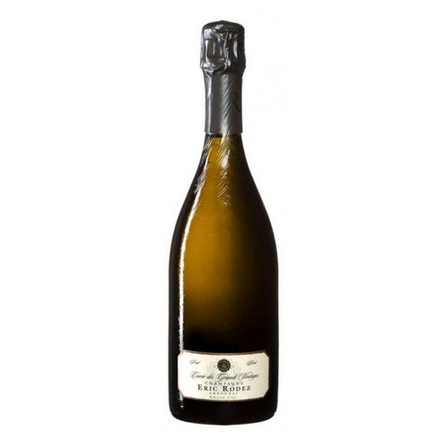 Champagne Eric Rodez Cuvée des Grands vintages Brut Champagne bottle with silver foil top and cork
