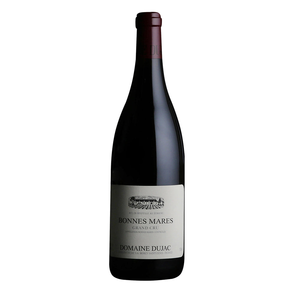 Domaine Dujac Bonnes Mares Red Wine bottle with Deep red topper and white label